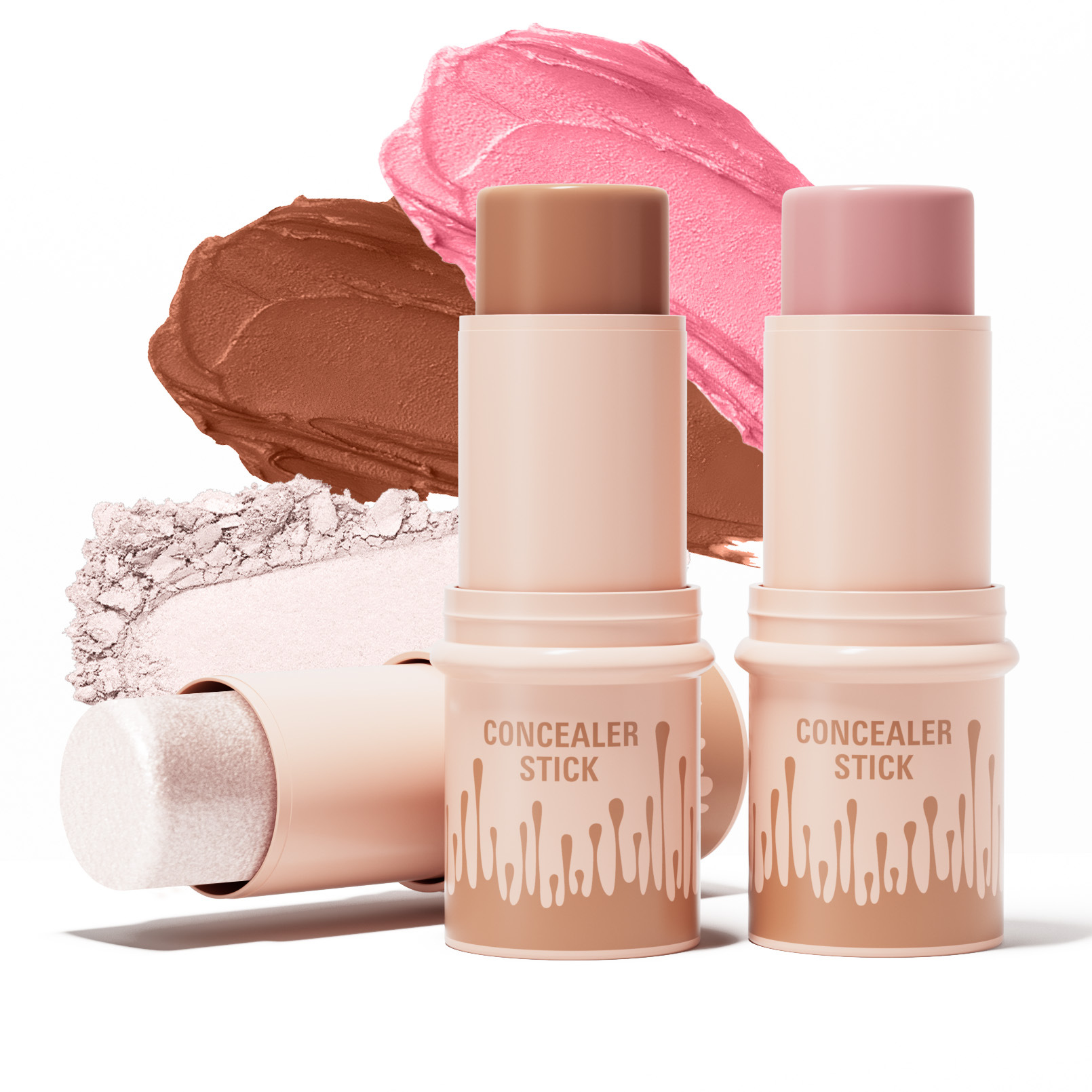 Hellokiss Multi-color Highlighter Blush Makeup Stick Bronzer Three-dimensional Natural Brightening Multi-functional Contouring stick Specification drawing