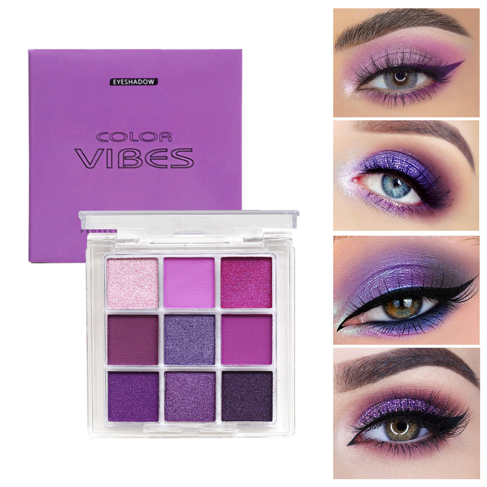 Purple eyeshadow 9-color smoke violet stage makeup pearlescent matte 9-grid color eyeshadow palette full figure