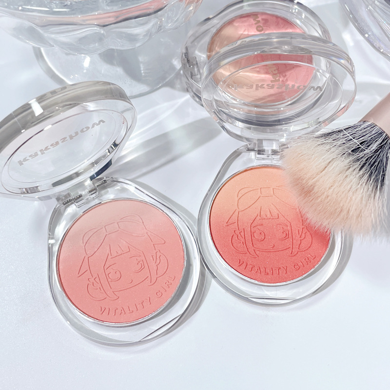 kakashow Gradient Blush Nude Matte Two-Color Blush Palette Blush Cream Highlighter Contouring Palette Student Brightening details Picture