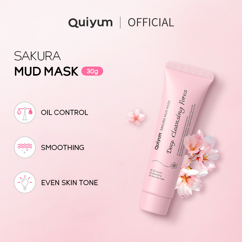 temu version QUIYUM Cherry Blossom Mask Mud 30g (Tube) Hydrating, Cleansing and Moisturizing Manufacturer wholesale full figure