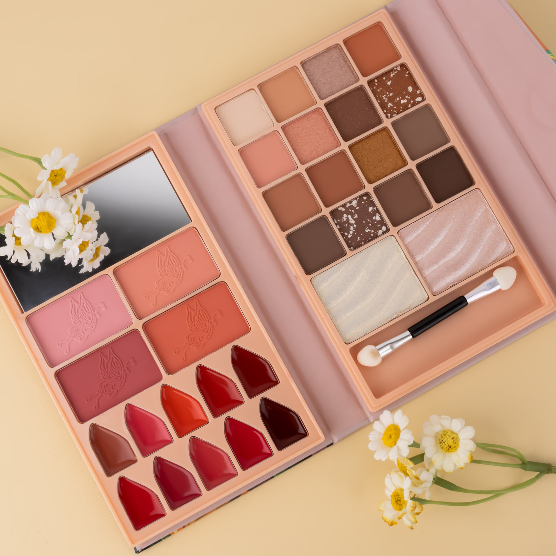 Cross-border bestseller multi-functional all-in-one makeup palette, matte pearlescent eyeshadow, lipstick, blush, contour and highlight all-in-one beauty makeup Specification drawing