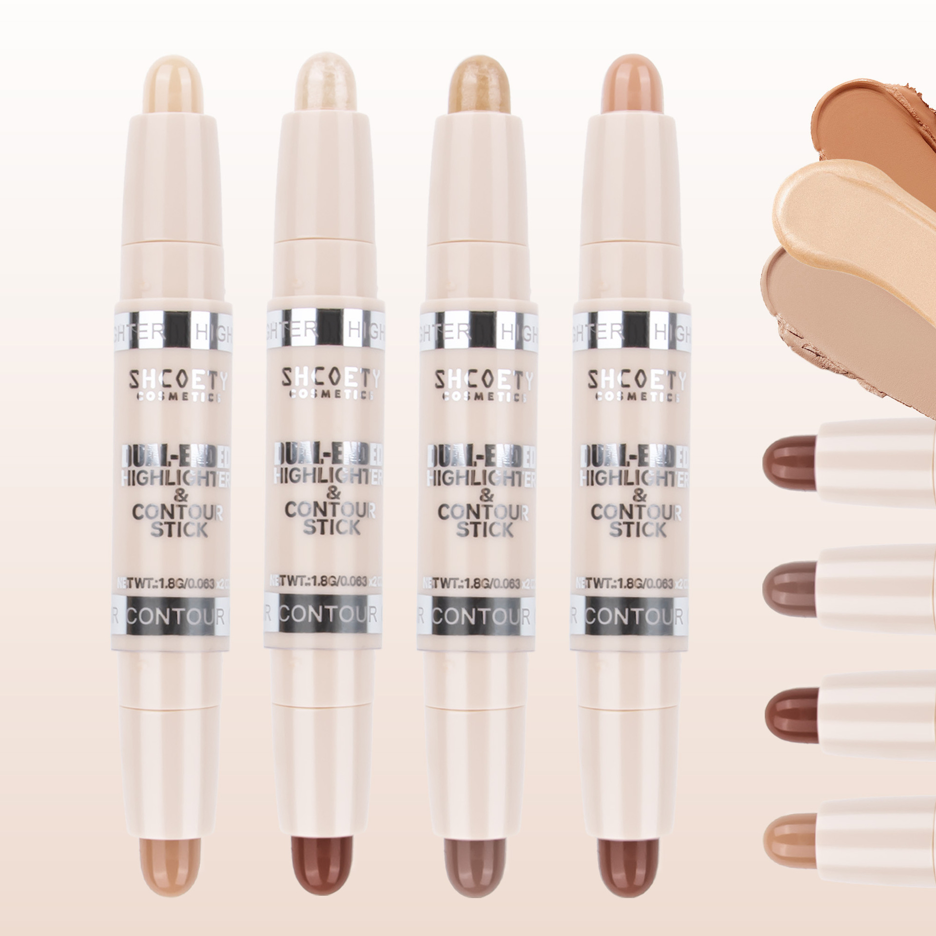 SHCOETY Double-head Contouring Stick, High-gloss stick set, matte three-dimensional Contouring, Nose shadow brightening, Sleeping Pen, Cross-border Item Picture