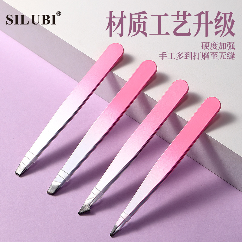 Snoby all-English gradient eyebrow clip, slanted and pointed eyebrow pliers, hair plucking clip, false eyelash auxiliary clip S354 details Picture