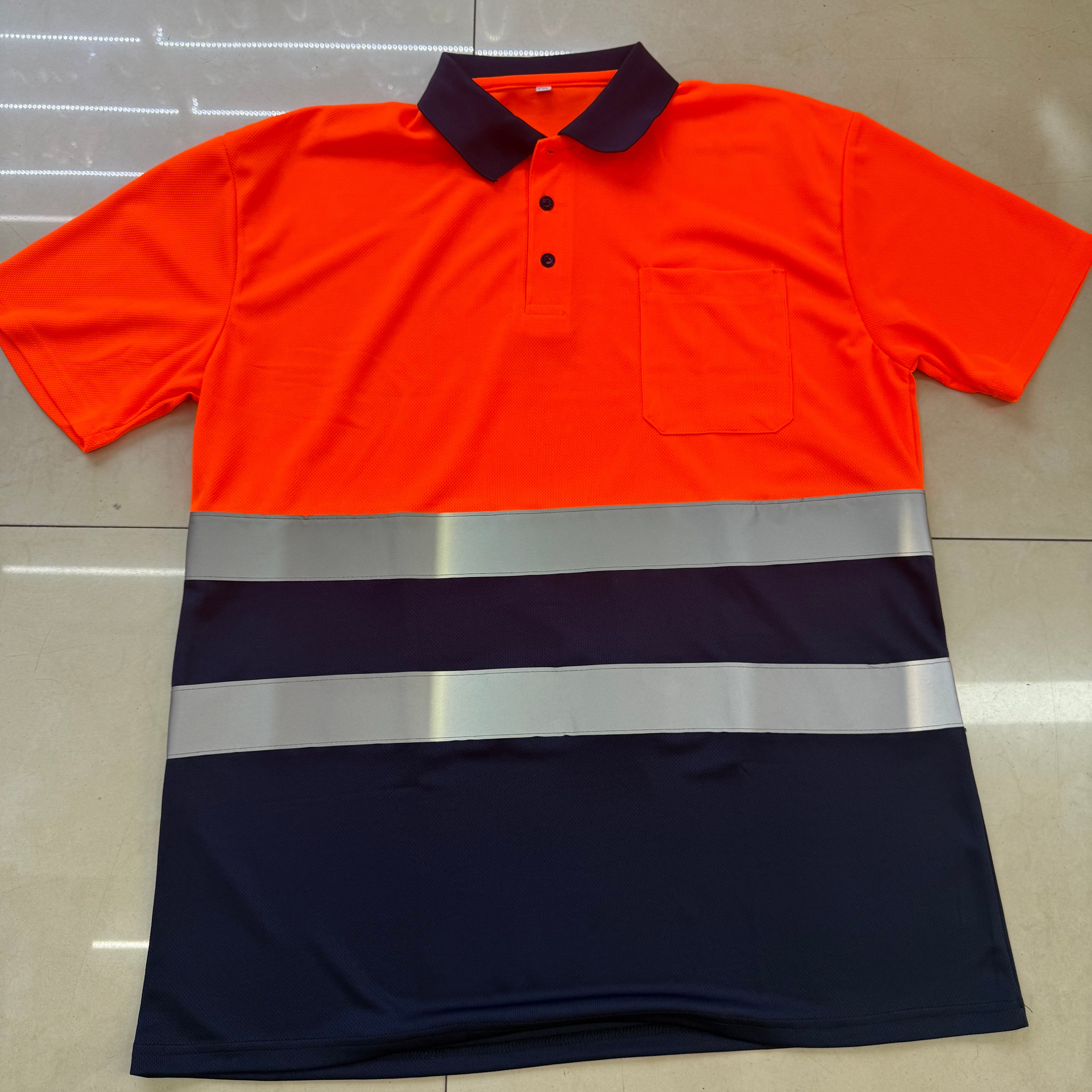 厂家直销夏季反光翻领Polo-shirt安全防护服舒适透气高警示