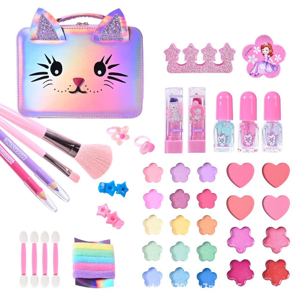 Miss Young Cross-border Best-selling portable girl reusable PU pink cosmetic makeup Set Gift full figure