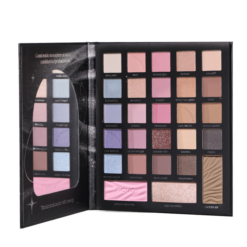 NOVO's new 27-color makeup palette features low saturation, pearlescent, matte, and high-gloss contour blush and eyeshadow, making it versatile for daily use Item Picture