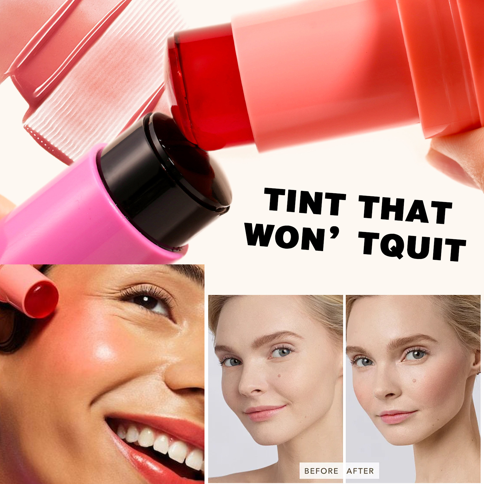 Clubday Multi-color Jelly Blush, Q-bouncy fruit-flavored blush stick, Lip dye stick, dual-purpose natural contouring lip gloss stick Specification drawing