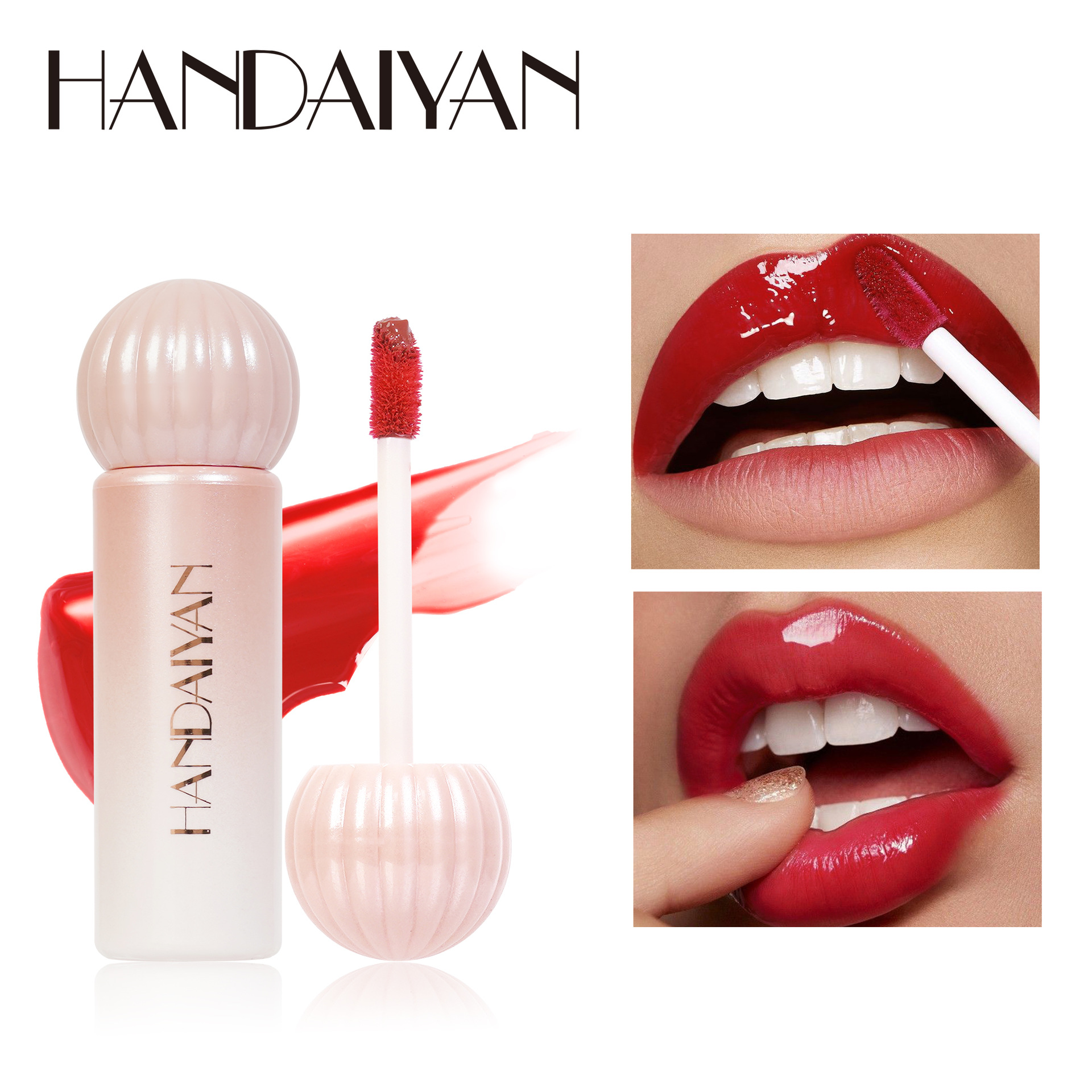 HANDAIYAN is easy to color, hydrating, moisturizing and long-lasting mirror lip dye, lipstick, water, smooth dyeing lip gloss and lip gloss full figure