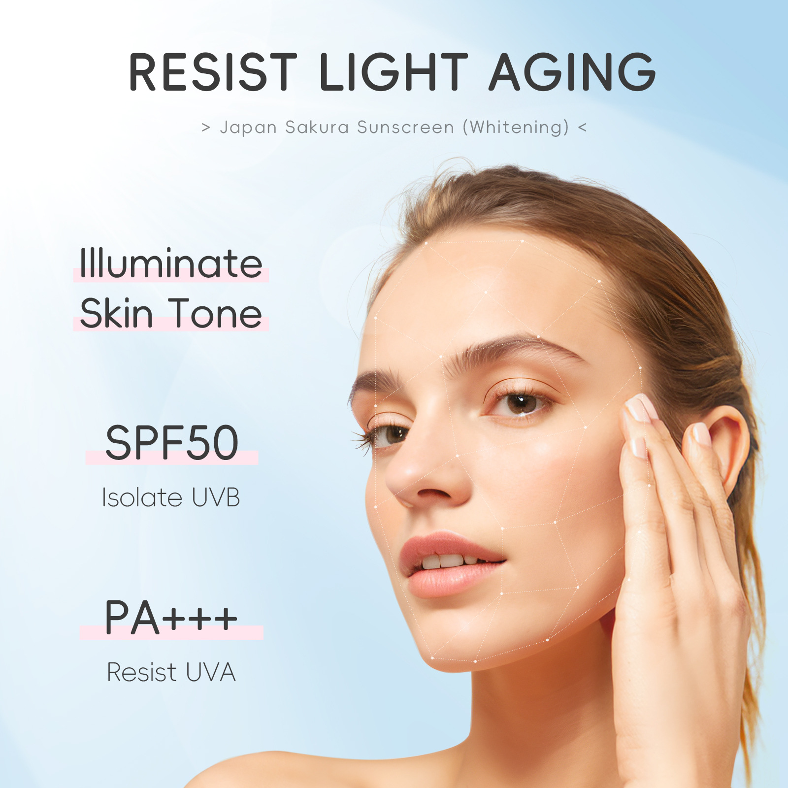 Cross-border LAIKOU Sakura sunscreen Brightening Edition 50g Hydrating and Moisturizing Skin Care Product wholesale Application Scenario