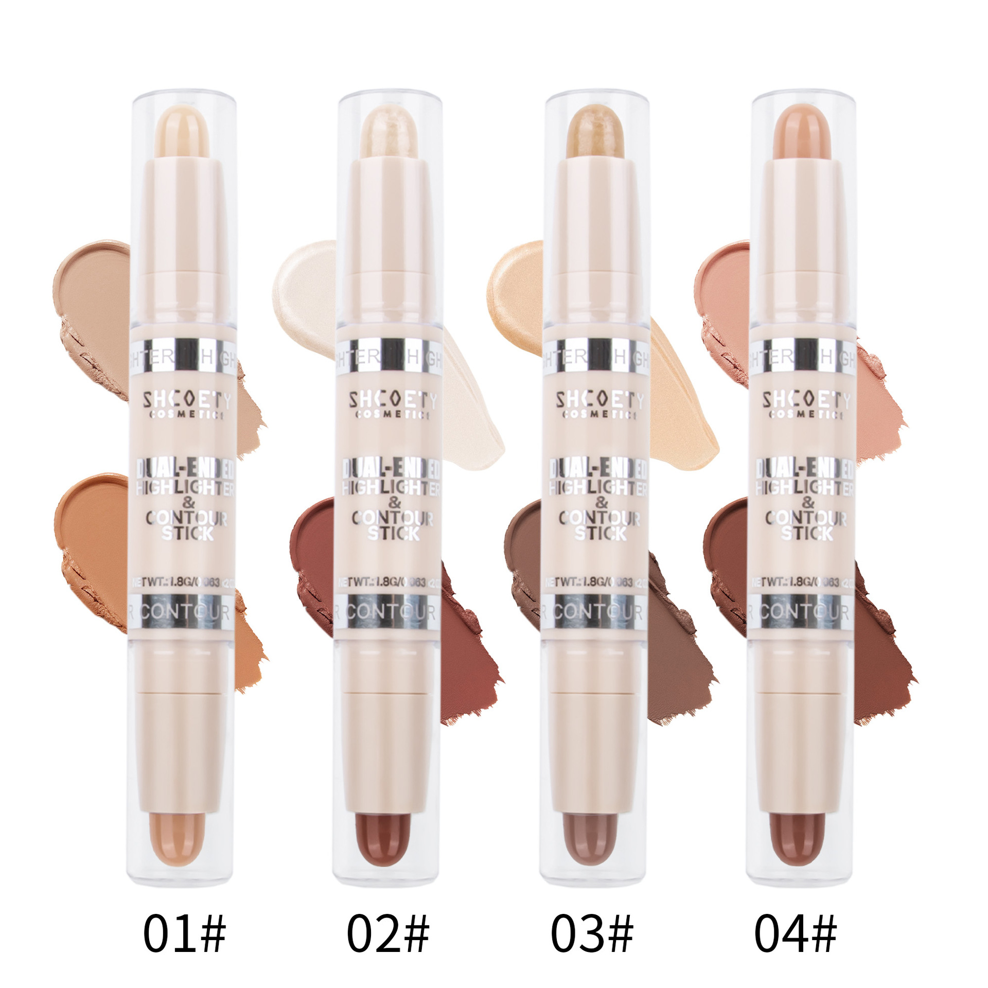 SHCOETY Dual-head contouring stick, high-gloss one-piece pen, matte three-dimensional Contouring, Nose shadow brightening, Horizontal pen, Cross-border Item Picture
