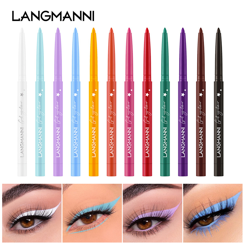 The Langmanni 12-color eyeliner set is not prone to smudging. It is a matte colored eyeliner set Specification drawing