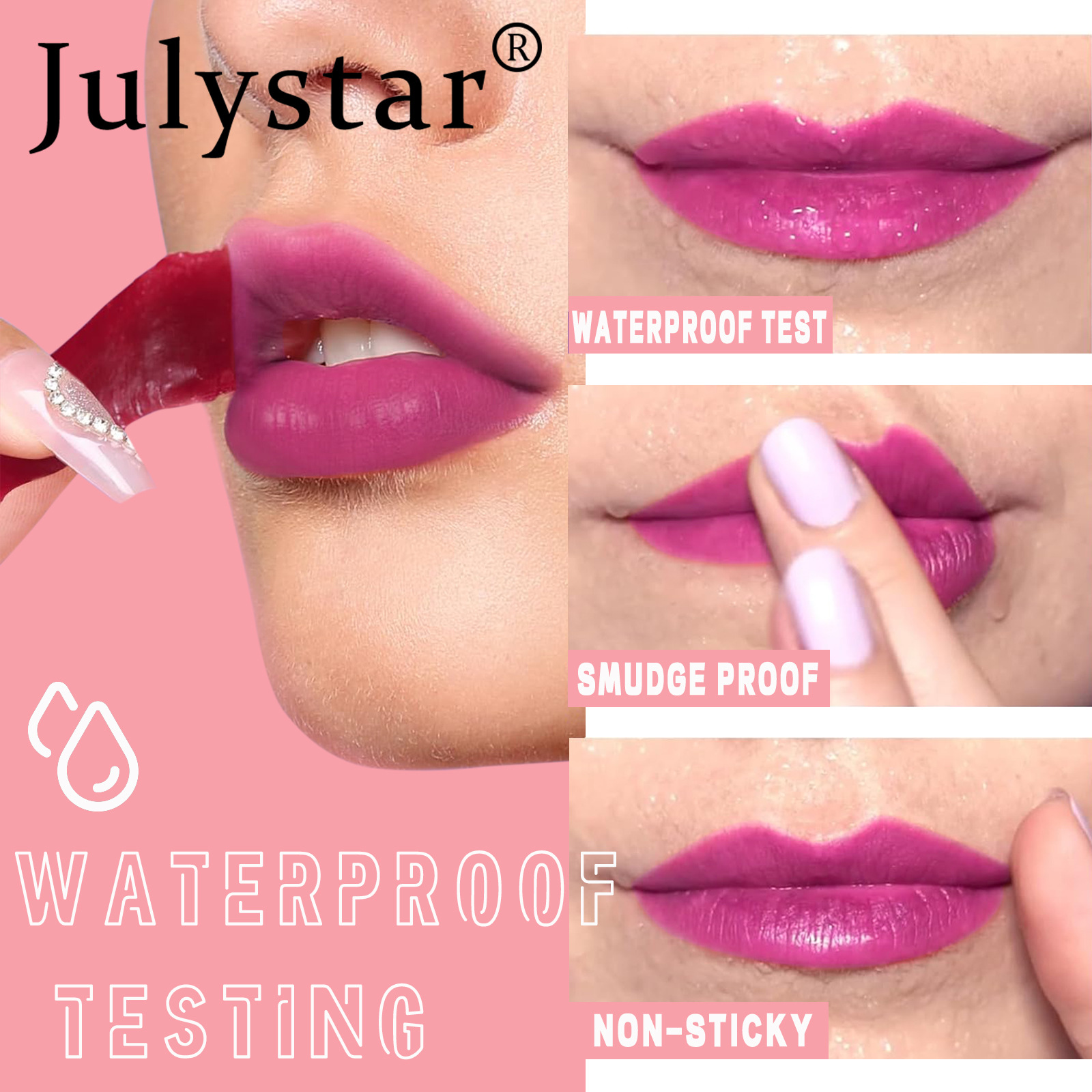 Julystar matte peel-off Lipstick does not stick to cups. Wholesale of peel-off color-retaining lip gloss Specification drawing