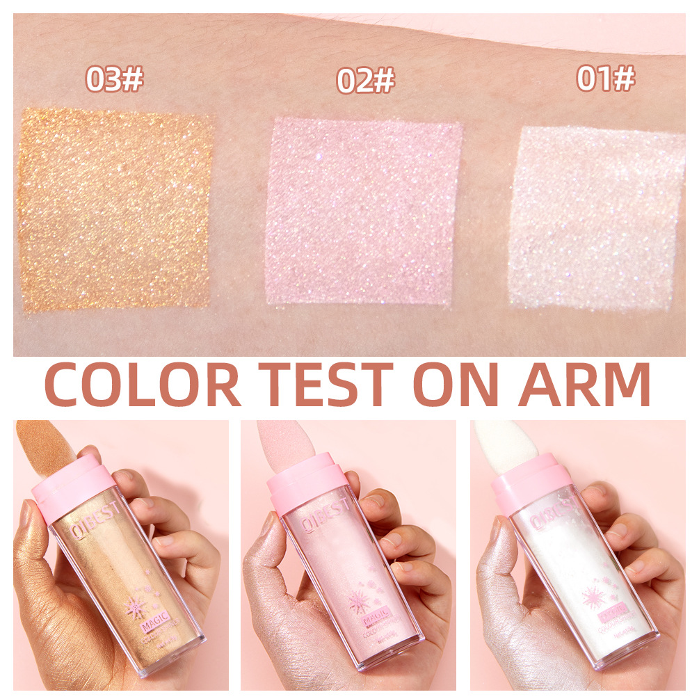 QIBEST High-Gloss Pat Powder, High-gloss Pearlescent Sparkling Fairy Powder, Full-body brightening Natural Three-dimensional Loose Powder, Contouring Powder details Picture