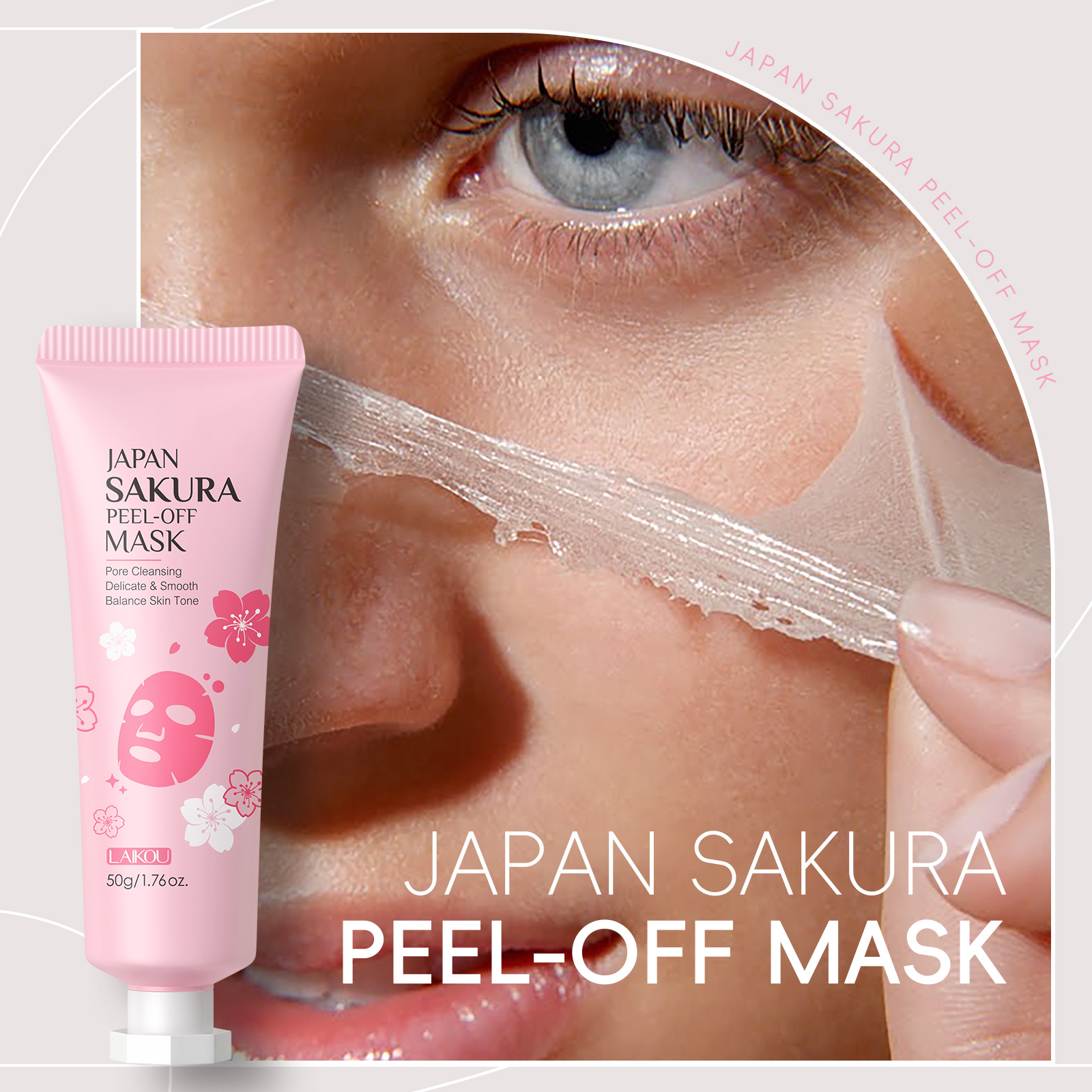 temu laikou Sakura Peel-off Mask 50g (Tube) cleanses pores, hydrates, moisturizes and cares for the skin details Picture