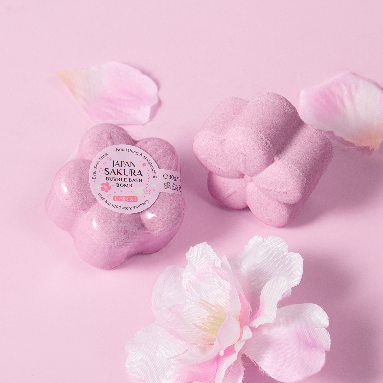 Cross-border Laiko Japanese Cherry Blossom Bubble Explosion Bath Salt 30g Body Cleansing, Moisturizing and hydrating Manufacturer in stock wholesale full figure