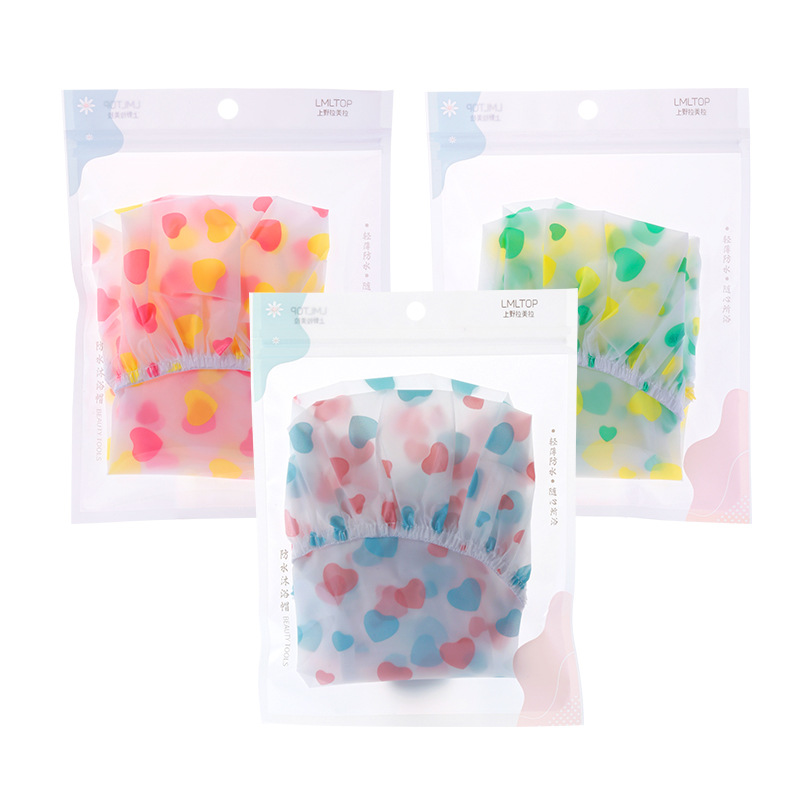 LMLTOP Heart-shaped waterproof shower cap EVA Adult Shower Cap Shower Head cover Oil-proof Shower cap wholesale SY800 Item Picture