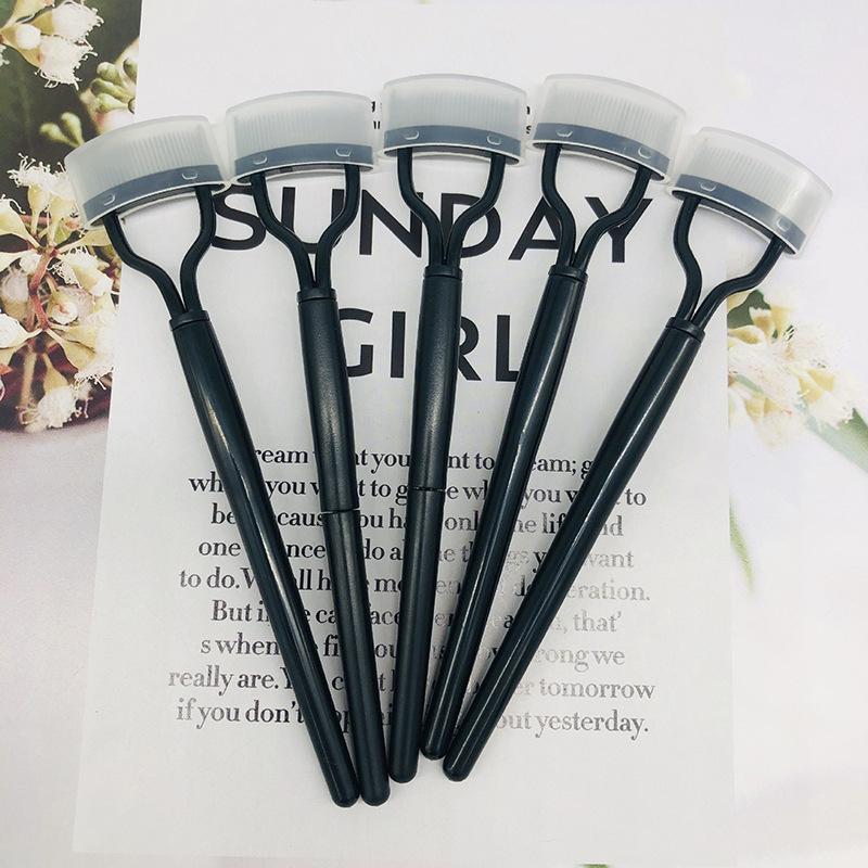 Portable stainless steel eyelash comb dust protection cover, durable and easy to clean, foldable multi-functional curling eyelash brush Specification drawing