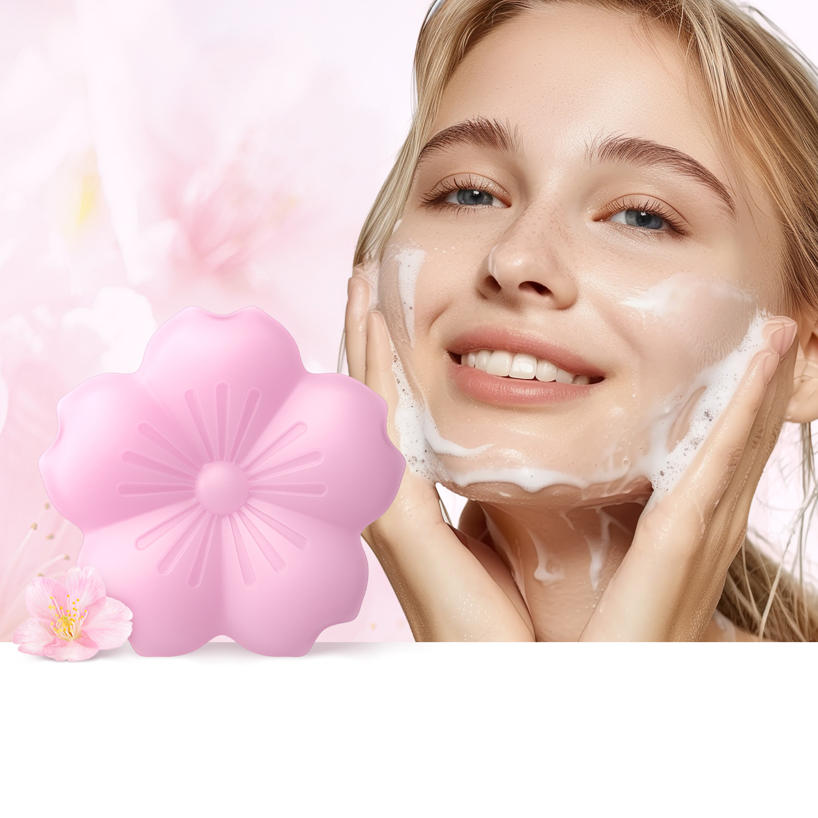 Plant essential oil cherry blossom perfume soap, refreshing fragrance bath soap, suitable for washing face and makeup removal all over the body, lingering fragrance handmade soap full figure