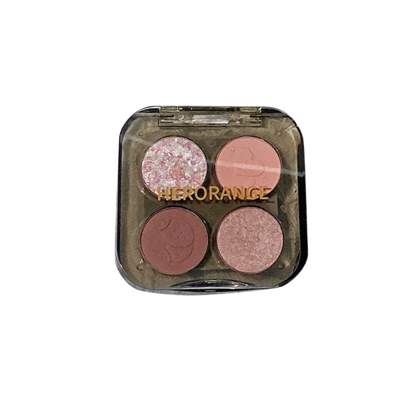 HERORANGE~ Four-color eyeshadow palette: pearlescent, glitter, high gloss, no smudging, matte, bright ground tone, contouring, affordable and niche Item Picture