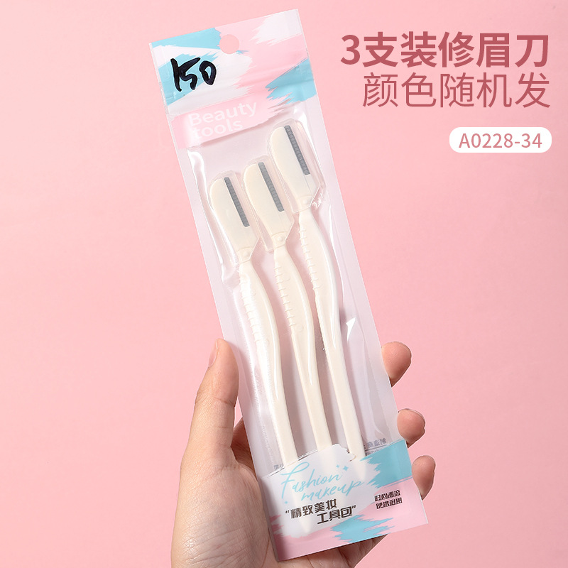 LMLTOP 3 stainless steel eyebrow scrapers for decoration, available for wholesale in multiple styles Specification drawing