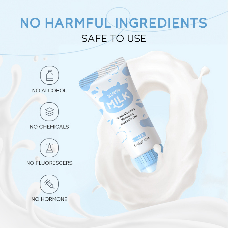 Cross-border LAIKOU Milk Facial Cleanser 80g hydrating, moisturizing, pore-cleaning and nourishing, factory in stock wholesale Application Scenario