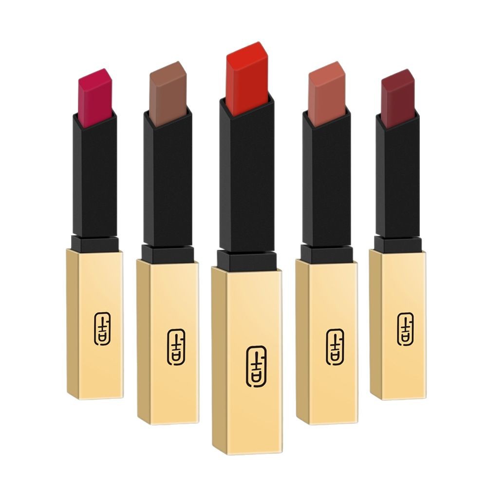 VIBELY European and American small gold bar non-stick cup matte Lipstick 16-color gold tube nude lipstick export wholesale beauty products Item Picture