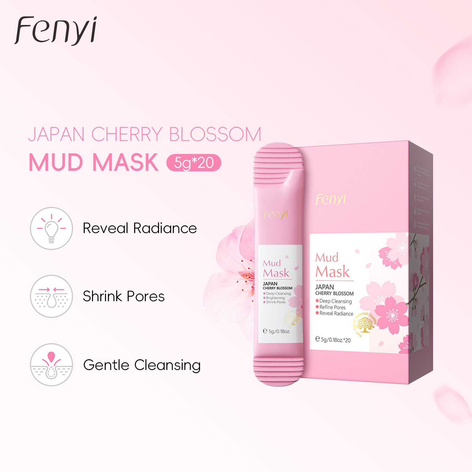 FENYI Cherry Blossom Mud Mask Box Set 5g*20 Facial Care and Cleansing Mask Skin Care products Cross-border full figure
