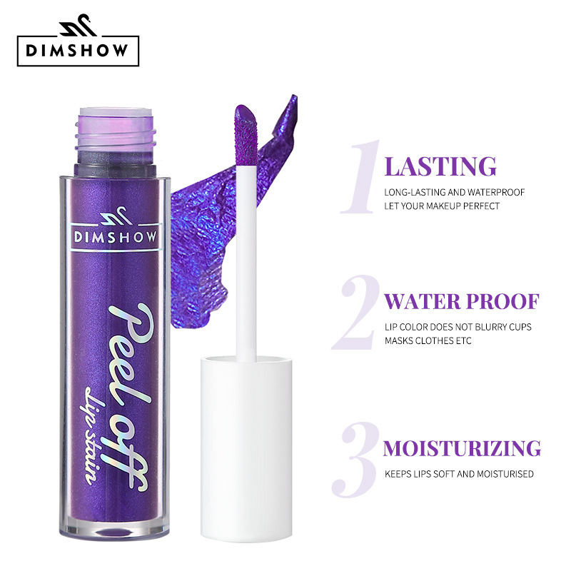 DIMSHOW Peel-off Lip Gloss Matte finish with a base color Lipstick water Peel-off Lip Dye Specification drawing