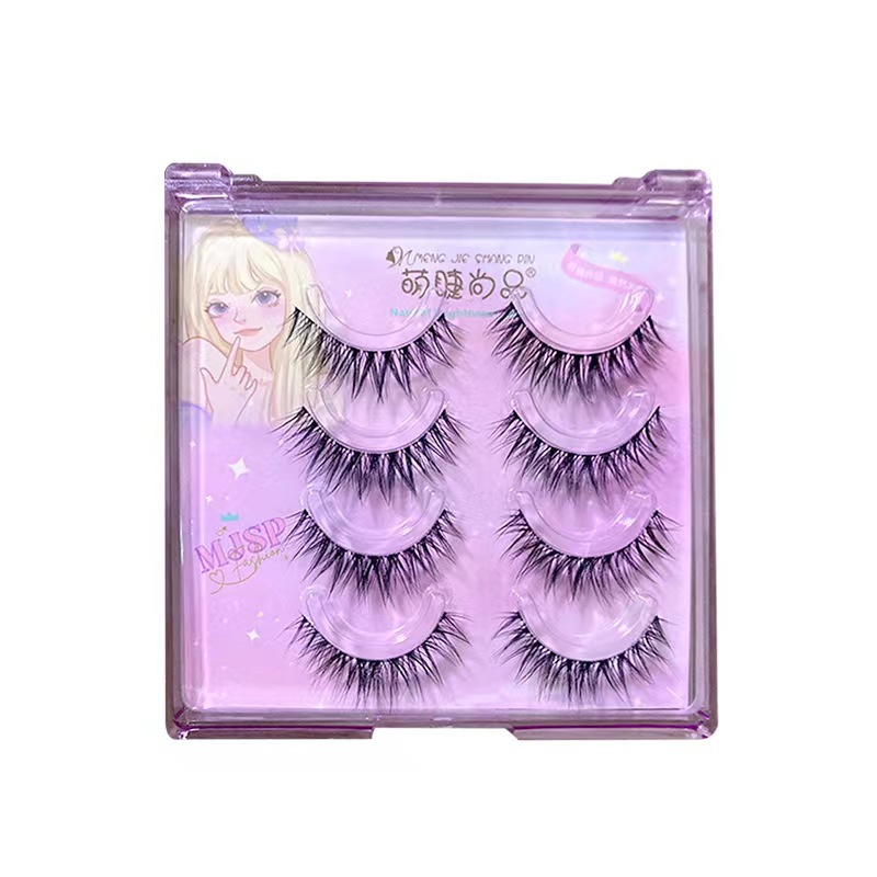 Mengjie Shangpin's 3D plush false eyelashes with a European and American hybrid feel are soft, fluffy and comfortable. The natural nude makeup style is segmented Item Picture