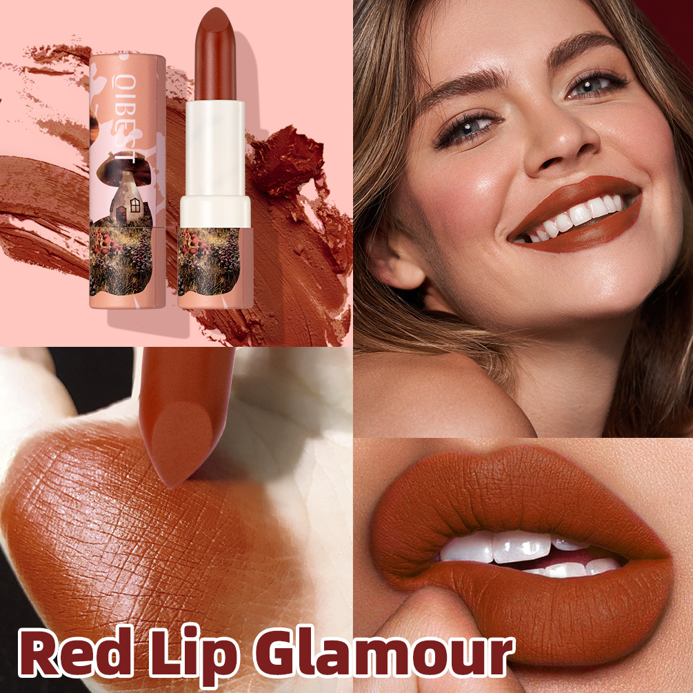 QIBEST Moisturizing matte new Color Lipstick has a velvety misty texture that is not easy to fade and lasts long. It is a cross-border nude color lipstick Specification drawing
