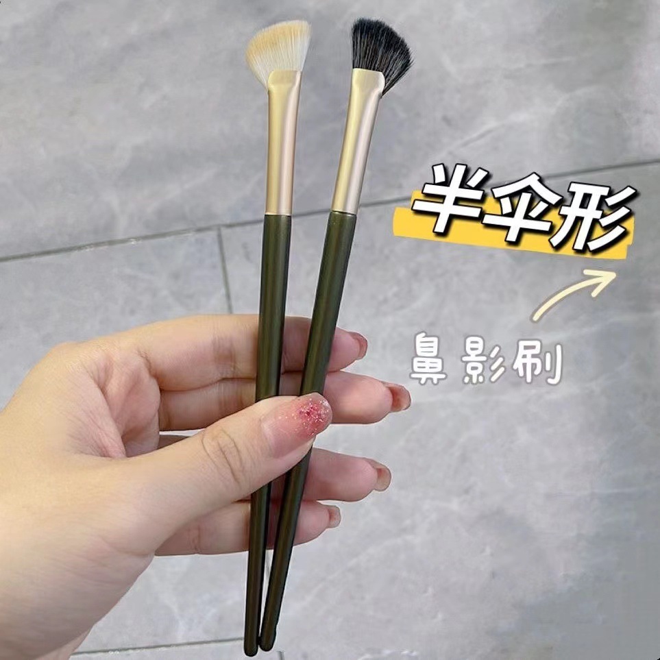 Semi-fan-shaped nose shadow brush, finger pad concealer brush, highlight brush, portable contouring brush, smudging makeup brush, wholesale beauty tools details Picture