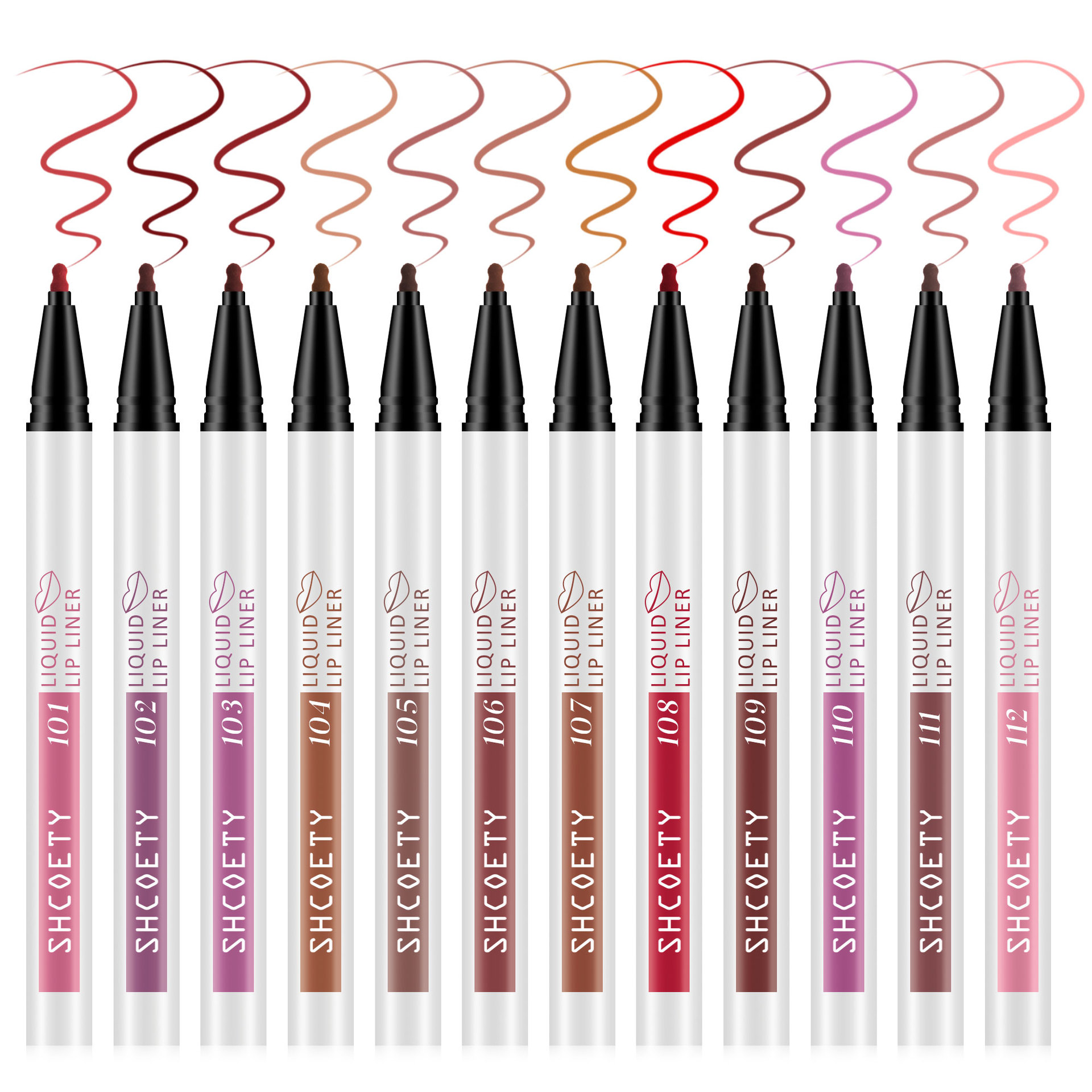 SHCOETY Cross-border Matte Liquid Lip Liner Pen Set, matte Lip gloss, Waterproof nude Lip gloss, Long-lasting Lipstick pen Item Picture