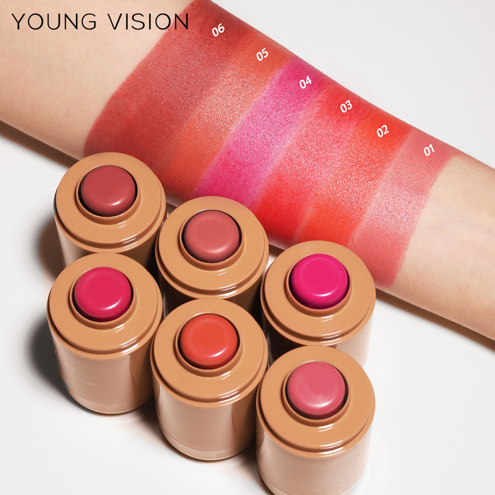 YOUNG VISION Pocket Blush Stick 6-color Matte Lip and Cheek Cream Texture Blush Application Scenario