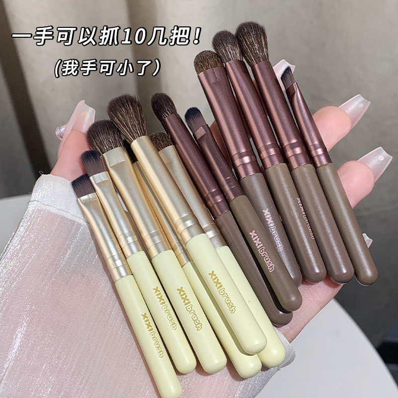 xixi Eye Makeup Brush Six-piece set, eyeshadow brush, lip brush, eyebrow brush complete set, mini portable, super soft, for beginners Specification drawing