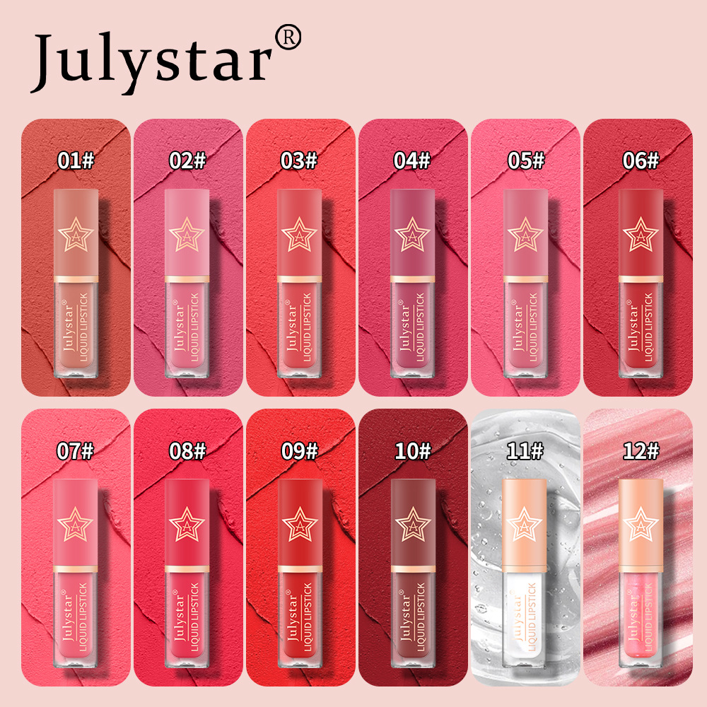 European and American natural three-dimensional matte star lip gloss is moisturizing, long-lasting, does not fade and does not stick to cups. Wholesale of pearlescent lipstick Specification drawing