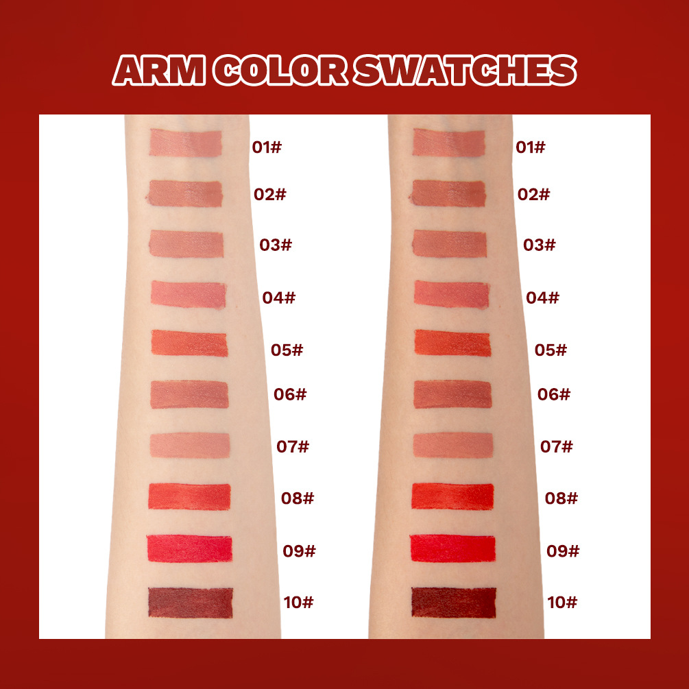 QIBEST Cross-border matte velvet matte lipstick is easy to color, does not stick to cups, does not fade, moisturizes and lasts long, and is a lipstick for makeup Specification drawing