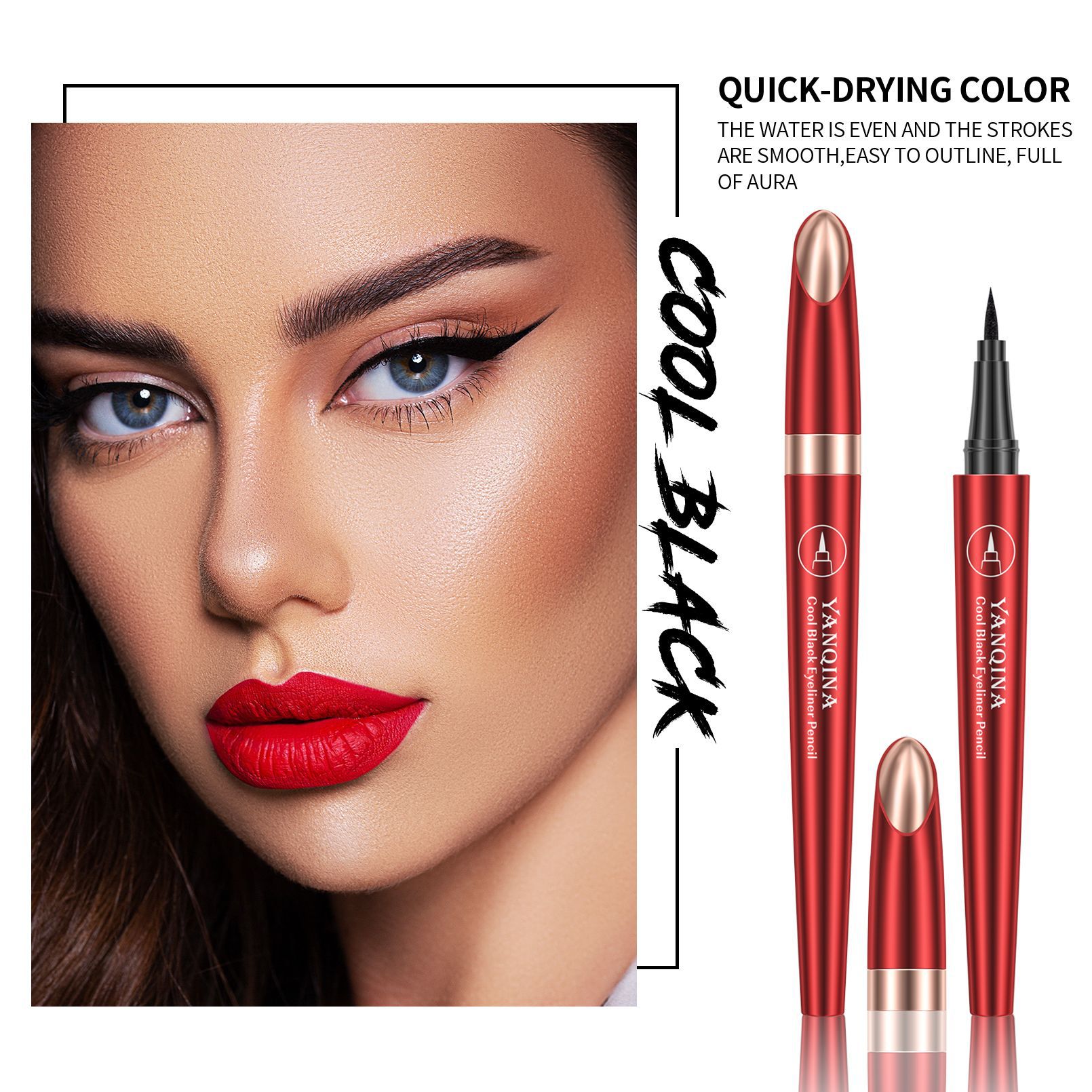 YANQINA 24H Quick-drying waterproof Eyeliner Pen, Eyeliner Ultra-fine liquid eyeliner pen, Cross-border makeup details Picture
