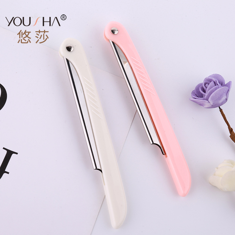 YX113 stainless steel eyebrow shaving knife, folding eyebrow shaping knife, professional and sharp for shaving, with 5 blades details Picture