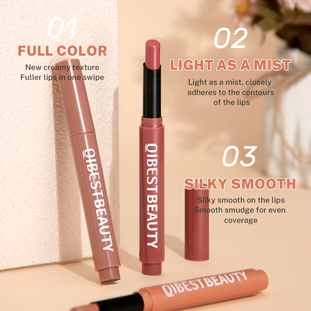 QIBEST Cross-border Smooth matte Lipstick is light, does not dry out and does not fade easily. It is a lipstick pen and makeup product in stock Specification drawing