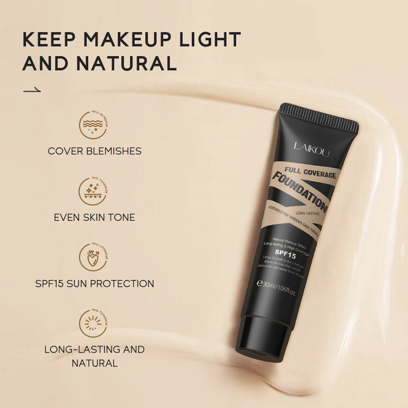 temu Edition Laicome Full Coverage Foundation 30g(Tube) Covers blemishes, enhances makeup, and brightens the skin in 9 colors details Picture