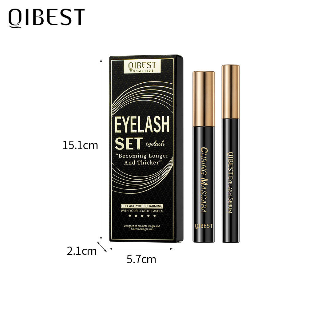 QIBEST Cross-border Eyelash Set: Long, thick, curly, non-smudge, waterproof, styling, eyelash care liquid, and makeup Item Picture