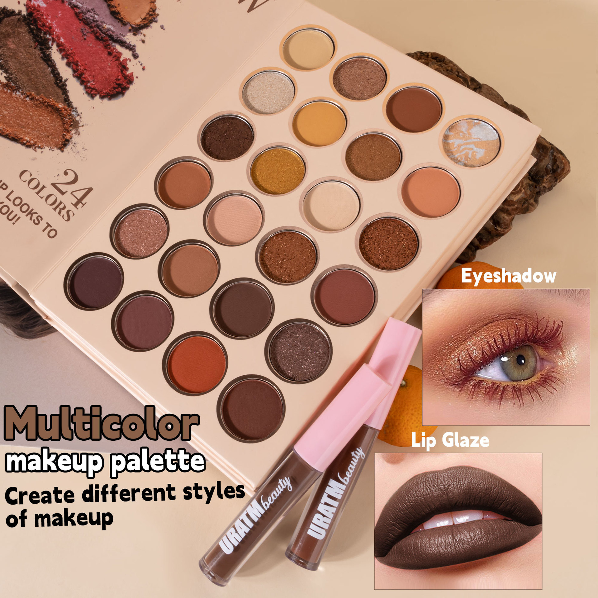 A 30-color cross-border bestseller, 2-page book eyeshadow palette, matte pearlescent blush, high-gloss lip gloss, all-in-one makeup Specification drawing