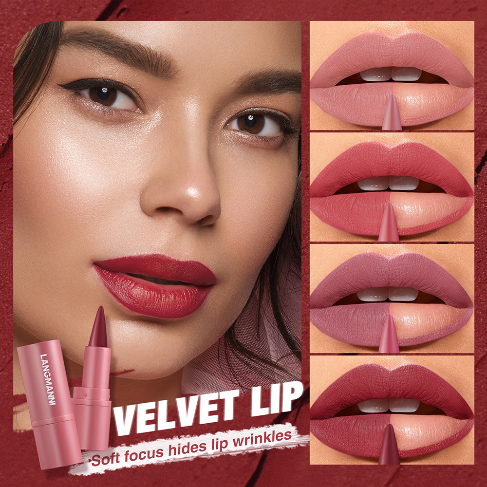 LANGMANNI's new multi-functional lip liner lipstick pen is available in 6 matte colors Specification drawing