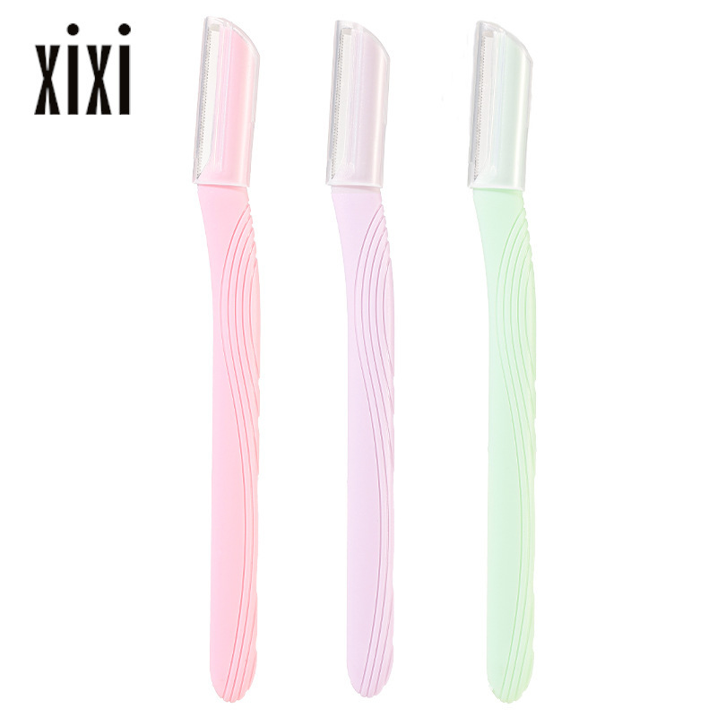 xixi Straight-handled macro Eyebrow trimmer three-piece set, a safe and scratch-resistant stainless steel eyebrow trimmer for beginners Item Picture