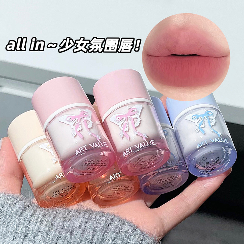 Butterfly Contract Velvet Lip Gloss, a domestic brand of nude lipstick, a cross-border girl blue powder lip gloss that makes your face look fairer without makeup details Picture