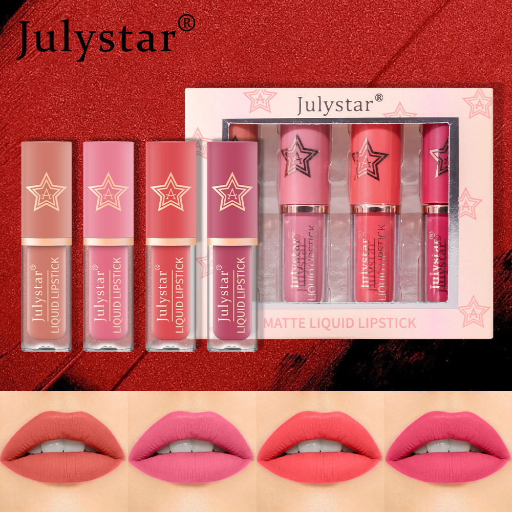 European and American matte, non-fading, non-stick cup lip gloss set, natural three-dimensional, hydrating and long-lasting lipstick set wholesale details Picture