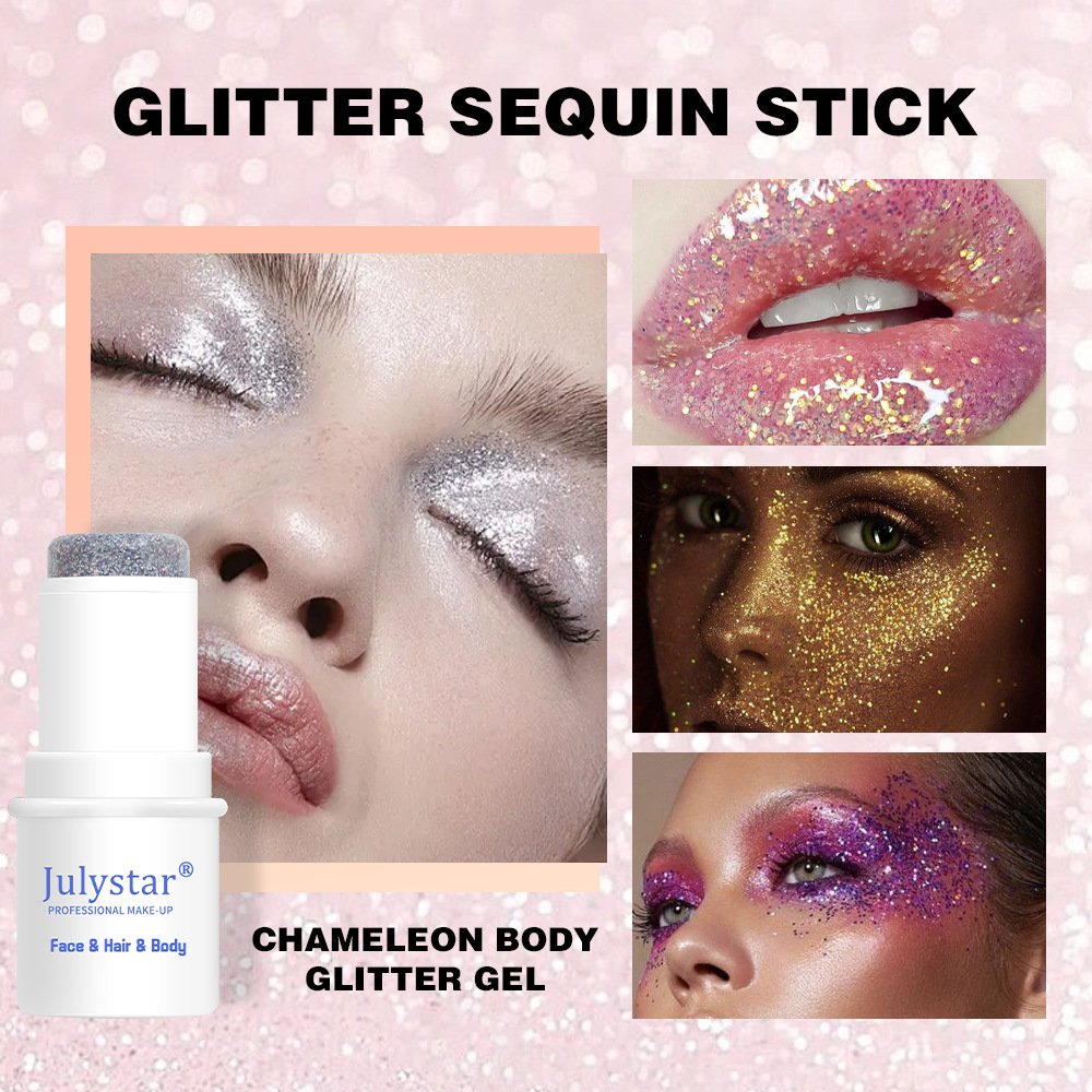 Cross-border cosmetics 8-color stage makeup, facial glitter, best-selling eyeshadow, beauty makeup, dazzling body sequin sticks, wholesale for export details Picture