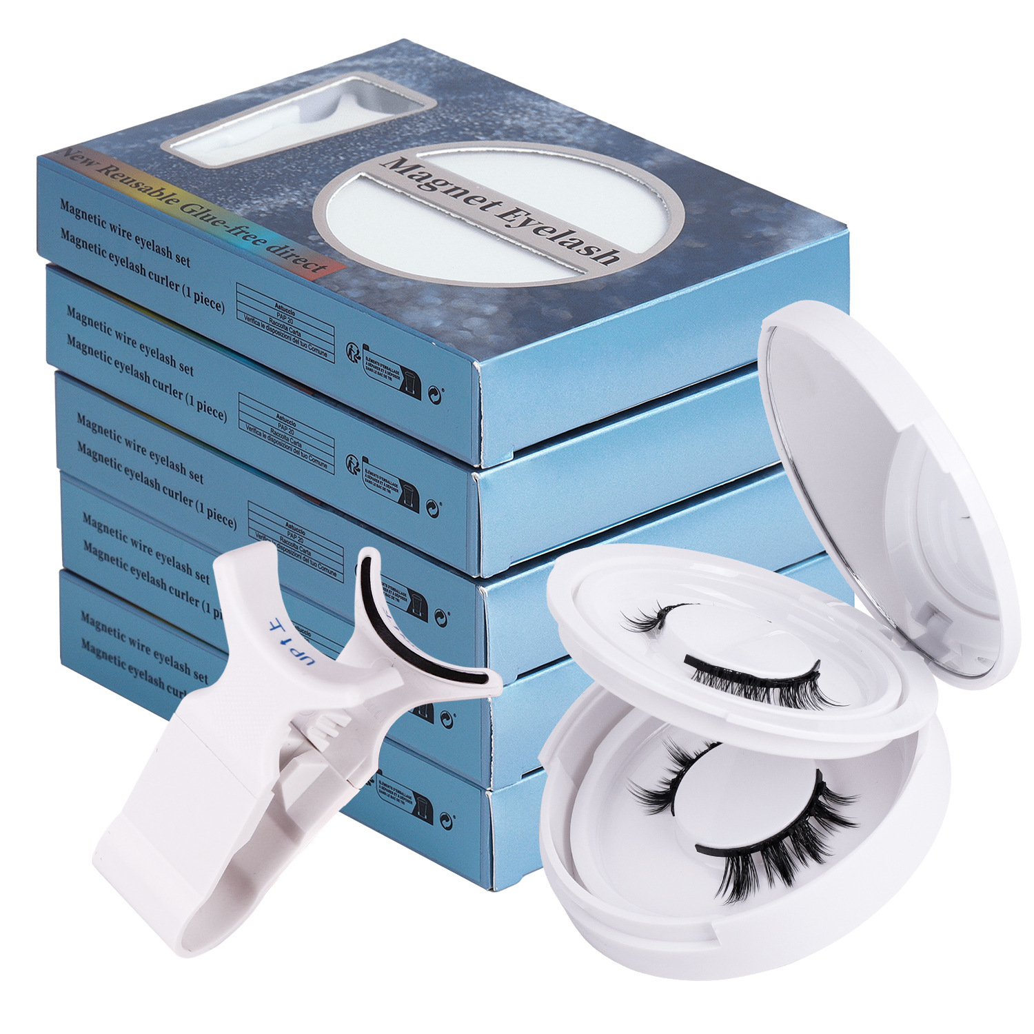 Wholesale of new two-pair magnetic false eyelashes from Europe and America, glue-free double-layer small round magnetic ultra-light magnet eyelashes Item Picture