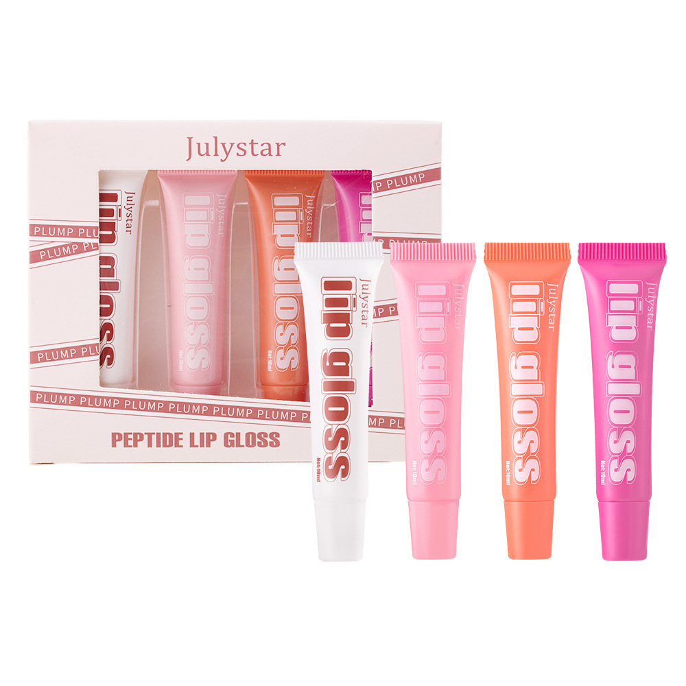 Julystar Fruit-Flavored Lip Gloss 4-Tube Set Lip Gloss Moisturizing Lip Oil Makeup Item Picture