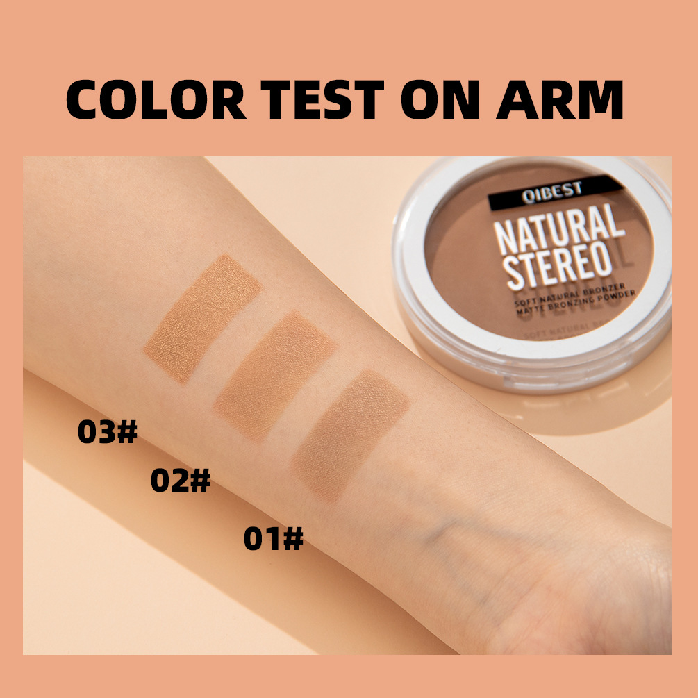 QIBEST cross-border matte contouring powder is not easy to smudge, contour contour powder, shadow and nose shadow powder, facial makeup Specification drawing
